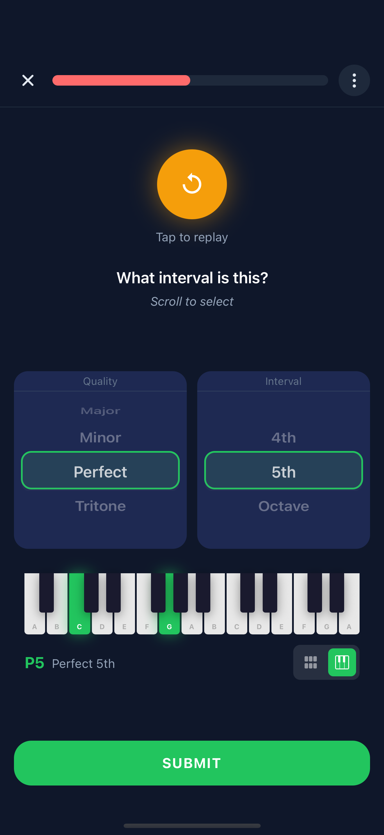 PitchStar interval recognition exercise
