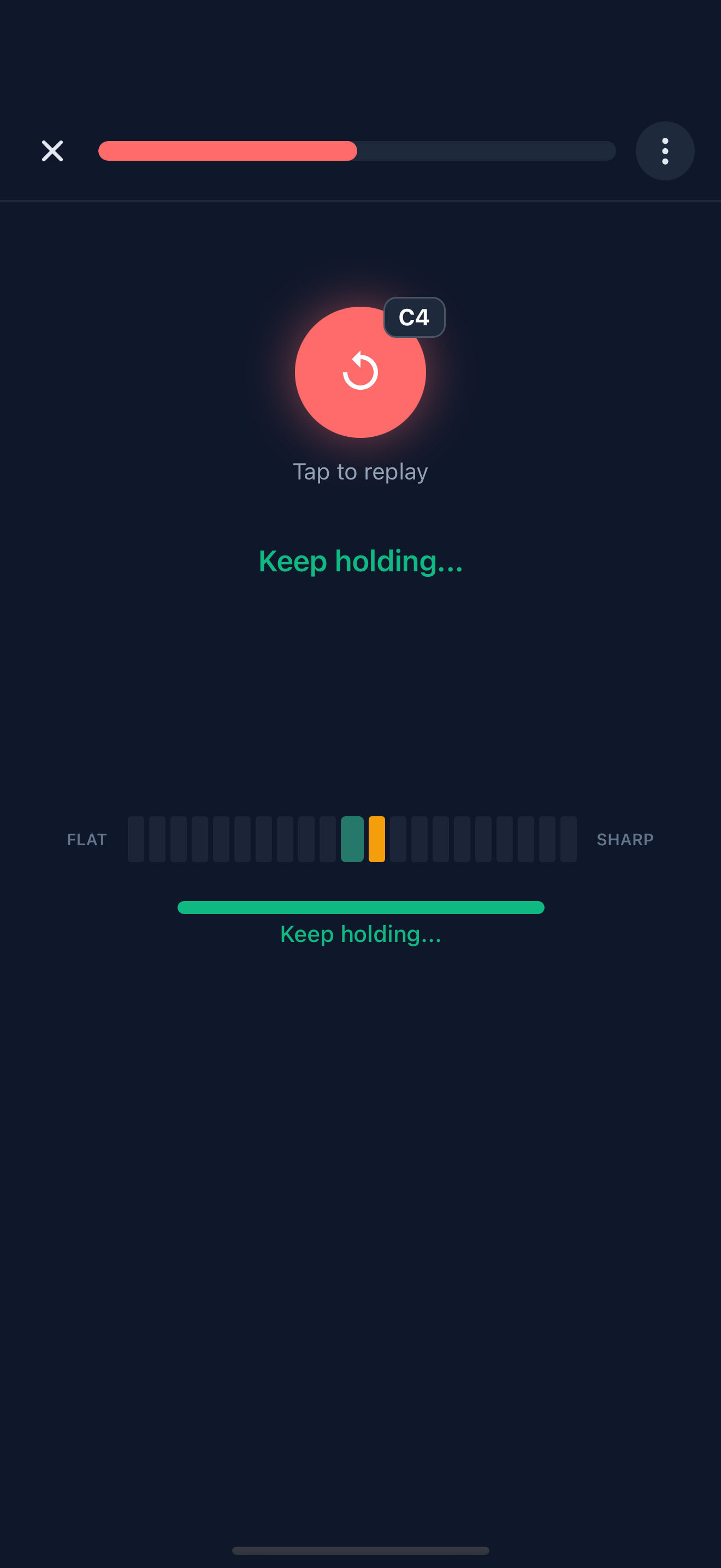 PitchStar pitch matching exercise with a real-time tuner